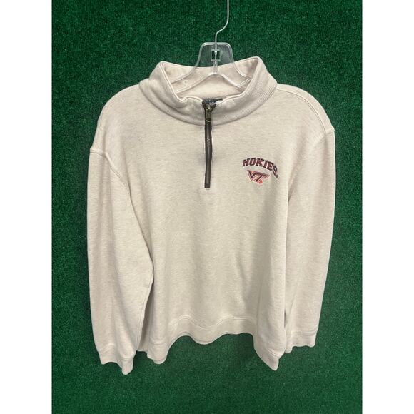 Virginia Tech University Y2K Pullover 1/4 Zip Beige Sweater Sz XL Unisex - Picture 1 of 6